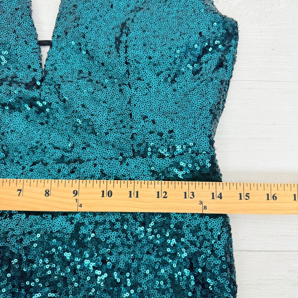 NWT Lulus Sequin Midi Dress‎ XL Teal Lace Up Back Sparkling Party Prom Stretch - Picture 11 of 14